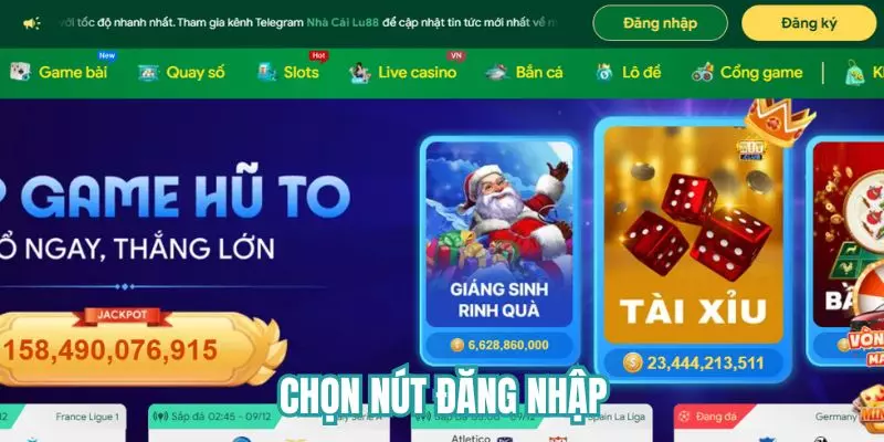 Nhấn nút đăng nhập màu xanh